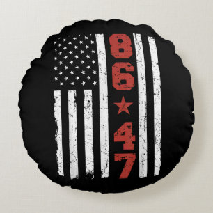 Retro Vintage USA Flag 86 47 Anti Trump Round Cushion