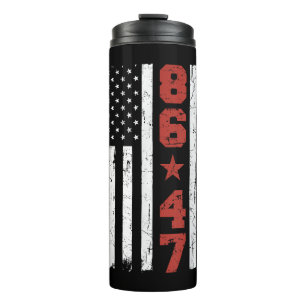 Retro Vintage USA Flag 86 47 Anti Trump Thermal Tumbler