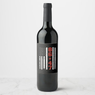 Retro Vintage USA Flag 86 47 Anti Trump Wine Label