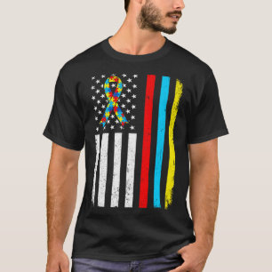 Retro Vintage Usa Flag Autism Awareness Dad Mom Lo T-Shirt