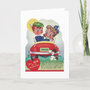 retro vintage Valentine auto Holiday Card
