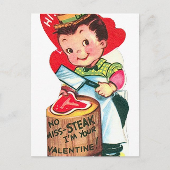 Retro Vintage Valentine butcher Holiday postcard (Front)