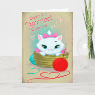 Retro Vintage Valentine cat Holiday card
