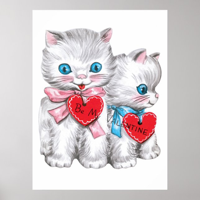 Retro vintage Valentine cats Holiday poster (Front)
