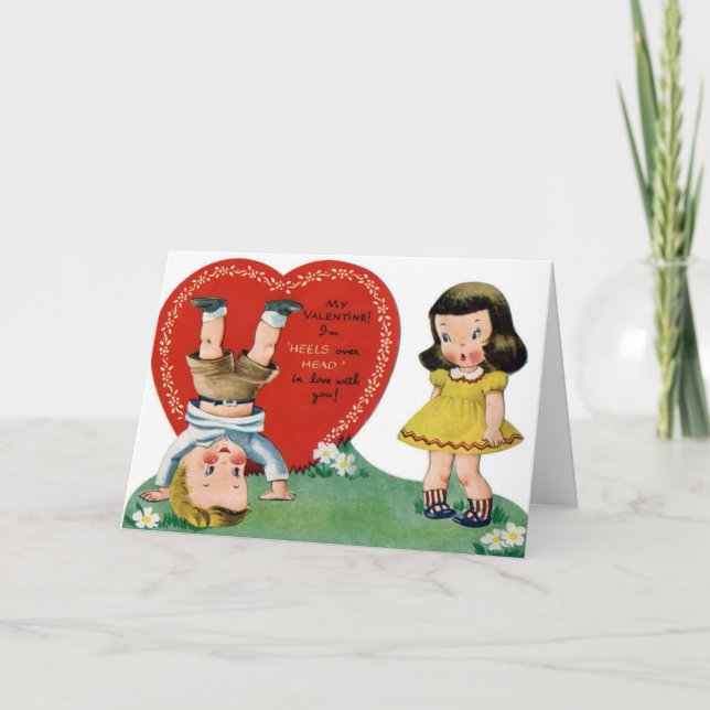 Retro Vintage Valentine couple add message card (Front)