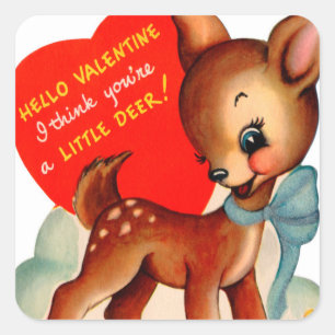 Retro Vintage Valentine Deer Holiday sticker