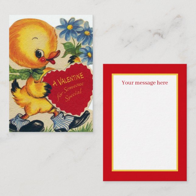 retro vintage Valentine duck add message Card (Front/Back)