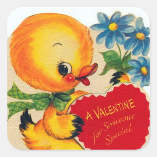 Retro Vintage Valentine duck Holiday sticker