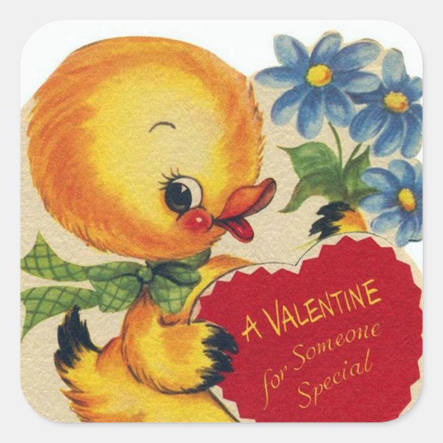 Retro Vintage Valentine duck Holiday sticker (Front)