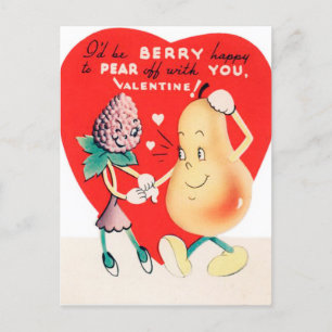 retro vintage Valentine fruit Holiday Postcard