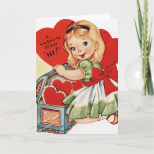 Retro Vintage Valentine girl add message card
