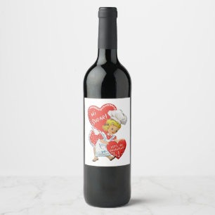 Retro Vintage Valentine Girl Hi Sugar   Wine Label