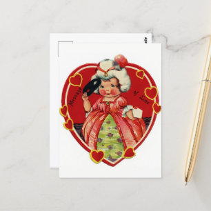 retro vintage Valentine girl  Postcard