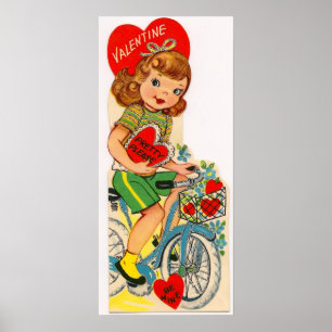 Retro vintage Valentine girl poster