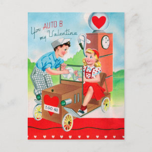 Retro Vintage Valentine Holiday postcard couple