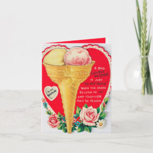 retro vintage Valentine ice cream add sentiment Holiday Card