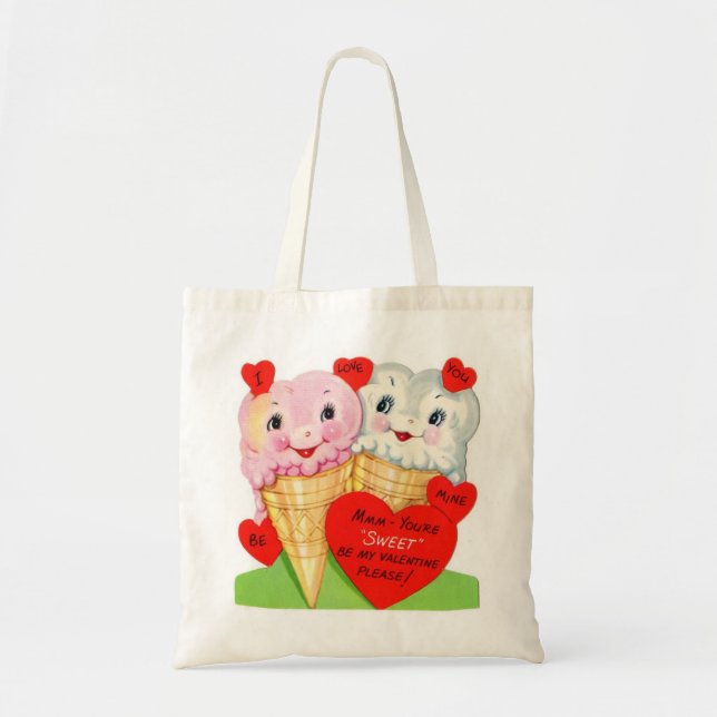 retro vintage Valentine ice cream gifting Tote Bag (Front)