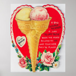 Retro vintage Valentine ice cream Valentine poster