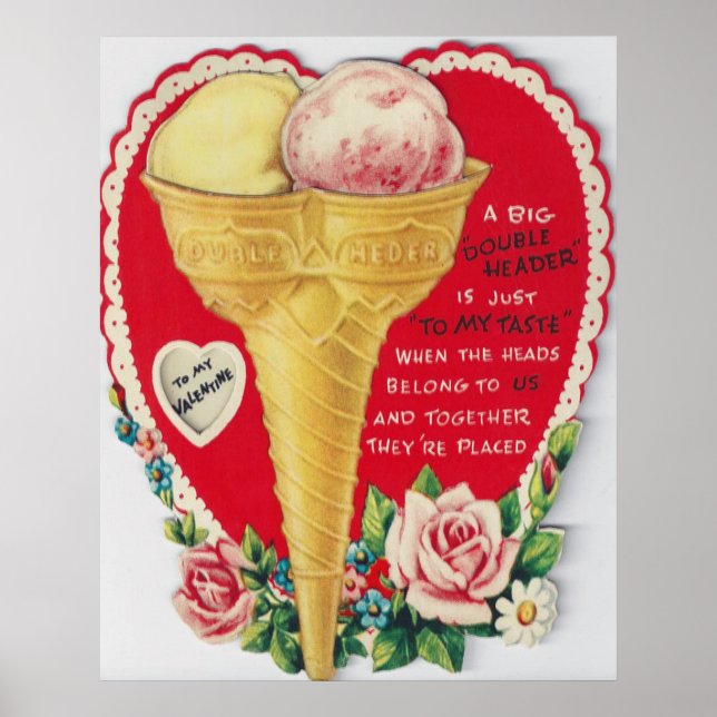 Retro vintage Valentine ice cream Valentine poster (Front)