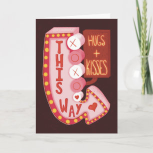 Retro Vintage Valentine’s Day Hugs and Kisses Card