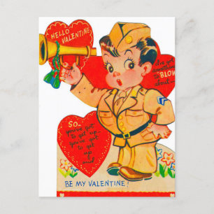 retro vintage Valentine Soldier Holiday Postcard