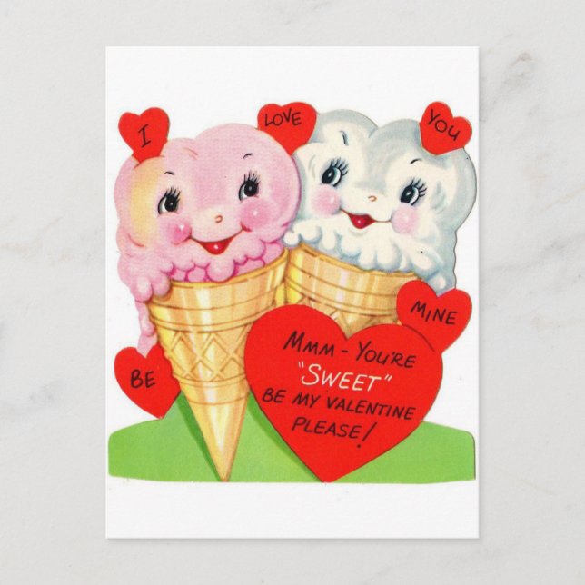 retro vintage valentine sweet holiday postcard (Front)