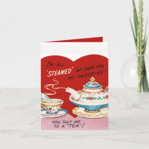 retro vintage Valentine tea add sentiment Holiday Card