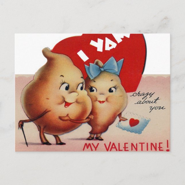 Retro Vintage Valentine yam Holiday postcard (Front)
