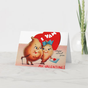 Retro Vintage Valentine Yams Holiday card