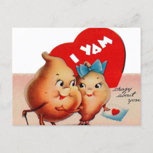 retro vintage Valentine yams  Holiday Postcard
