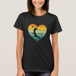 Retro Vintage Valentines Day Heart Volleyball Girl T-Shirt