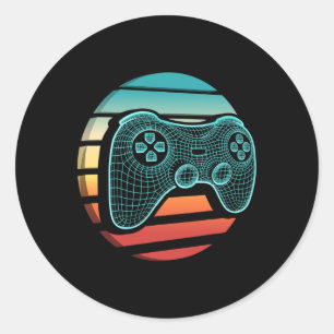 Retro Vintage Video Game Controller Gamer Sunset G Classic Round Sticker