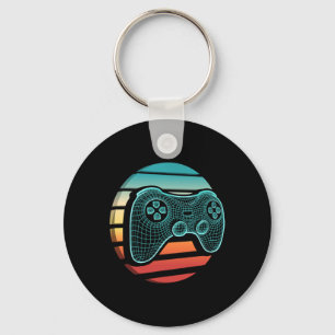 Retro Vintage Video Game Controller Gamer Sunset G Key Ring
