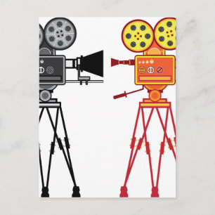 Retro Vintage Video Projector Camera Movie Vector Postcard