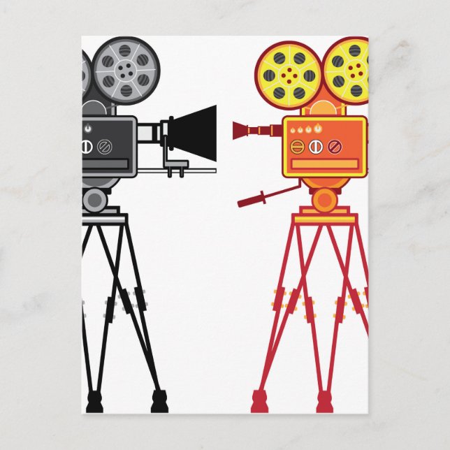 Retro Vintage Video Projector Camera Movie Vector Postcard (Front)