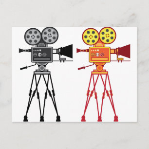 Retro Vintage Video Projector Camera Movie Vector Postcard