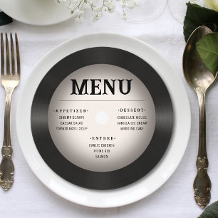 Retro Vintage Vignette Vinyl Record Wedding Menu