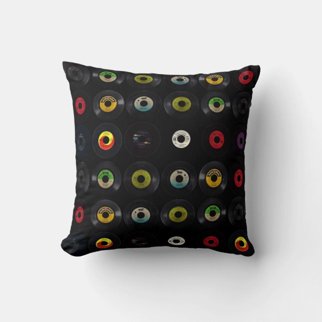 Retro Vintage Vinyl Records Cushion (Front)