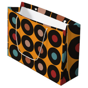 Retro Vintage Vinyl Records Music  Large Gift Bag