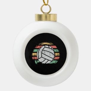 Retro Vintage Volleyball Ceramic Ball Christmas Ornament