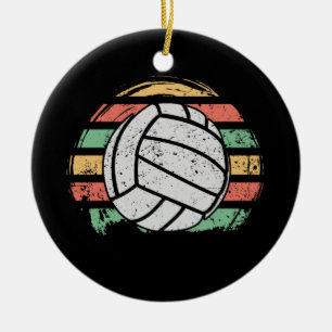 Retro Vintage Volleyball Ceramic Tree Decoration