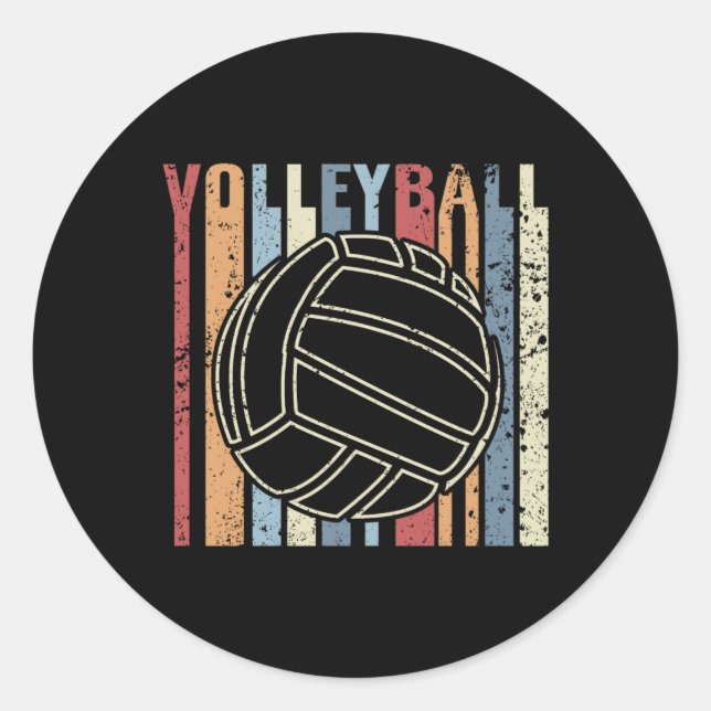 Retro Vintage Volleyball Classic Round Sticker (Front)