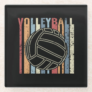 Retro Vintage Volleyball Glass Coaster