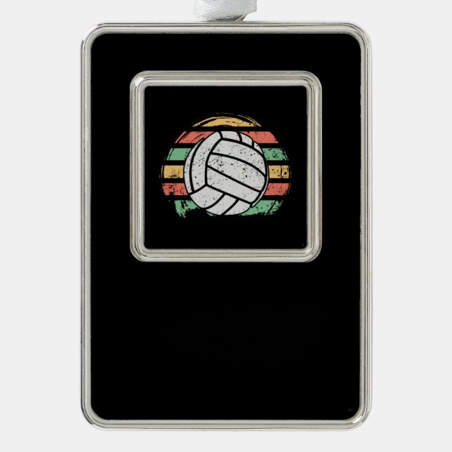 Retro Vintage Volleyball Silver Plated Framed Ornament (Front)