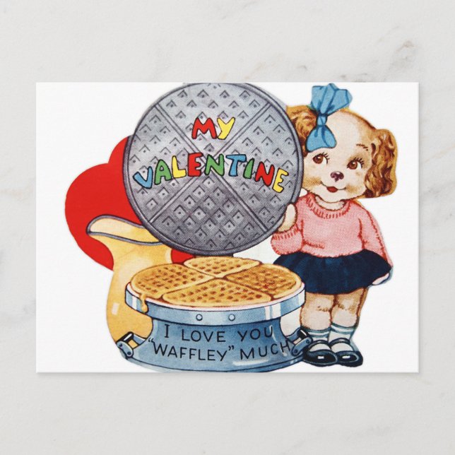 Retro Vintage waffle Valentine Holiday postcard (Front)