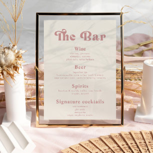 Retro Vintage Wedding Drinks Bar Menu  Poster