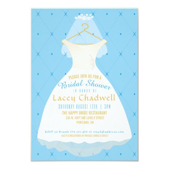 Retro Vintage Wedding Gown Bridal Shower Invite