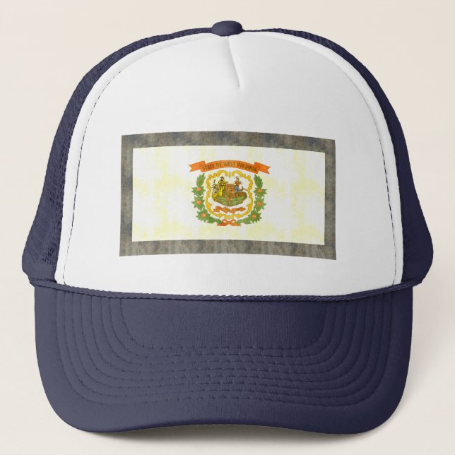 Retro Vintage West Virginia Flag Trucker Hat (Front)