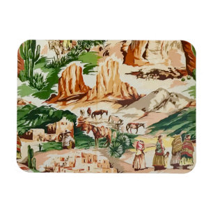 Retro Vintage Western Landscape Photo Magnet