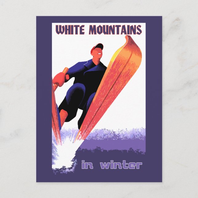 Retro vintage White Mountains in winter Postcard (Front)